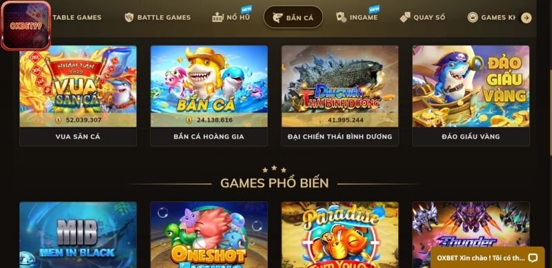 Top game bắn cá đổi thưởng tại Oxbet