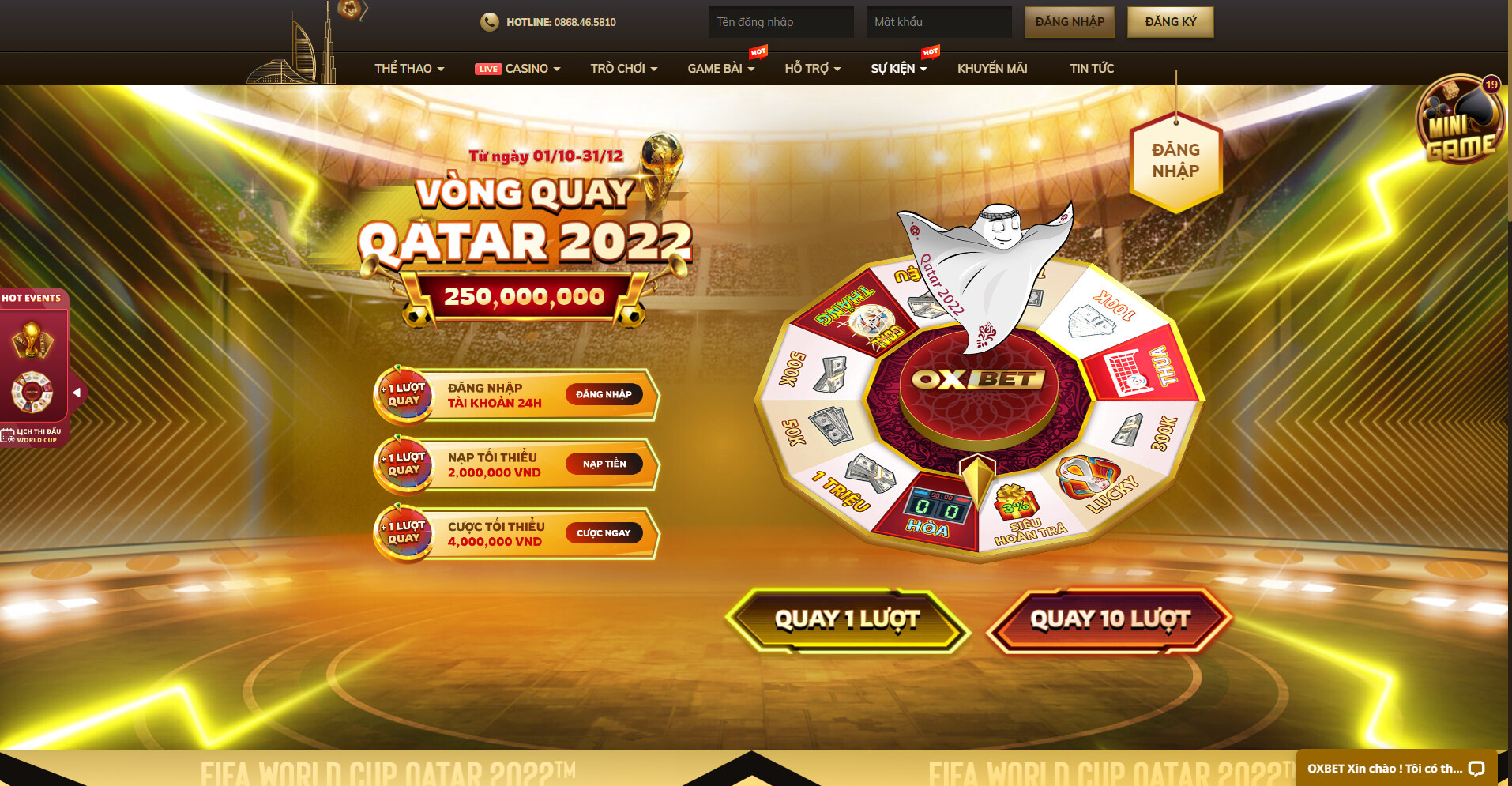 Vòng quay Quatar 2022 - Sự kiện Oxbet lớn nhất năm