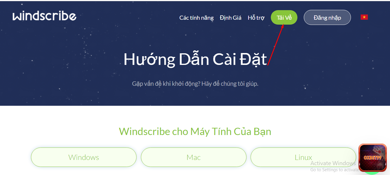 Chọn mục Tải về ở trang chủ phần mềm 