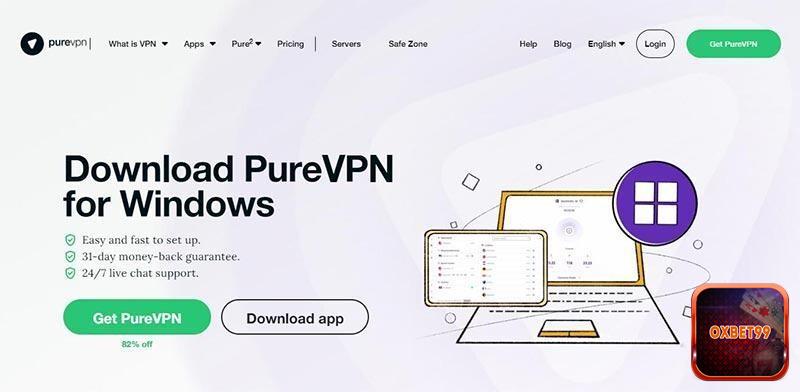 Tải phần mềm bằng nút Get PureVPN góc phải