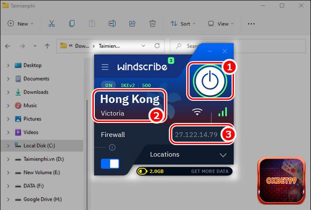 Tiến hành chuyển đổi VPN để fake IP sang quốc gia khác