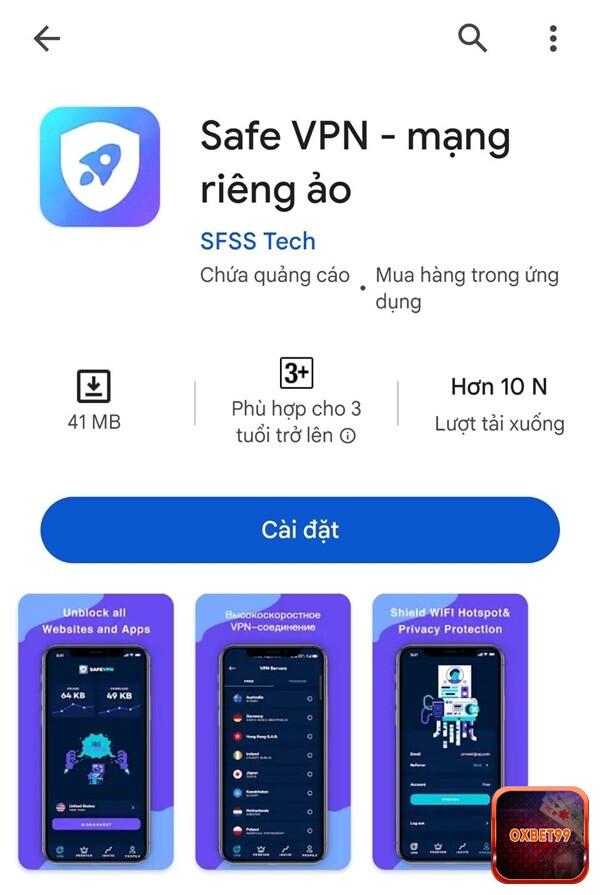 Nhấn “Cài đặt” để tiến hành cách fake IP bằng SaferVPN